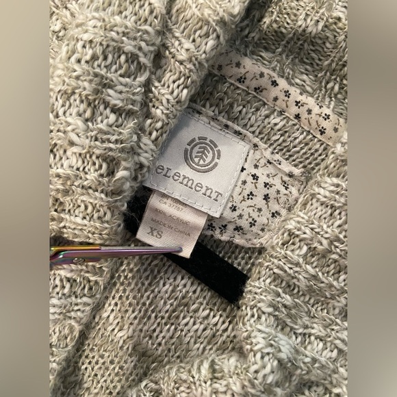 Element Size XS Gray Textured Knit Open Front Cardigan Sweater Pockets - Picture 10 of 12